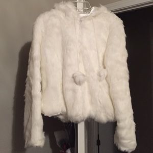 Hooded fur coat