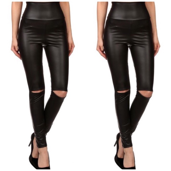 Faux leather high waist leggings - Picture 2 of 4