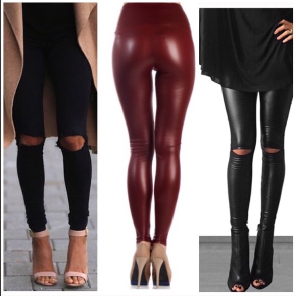 Faux leather high waist leggings - Picture 3 of 4