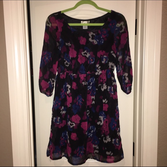 Floral print 3/4 quarter sleeve dress
