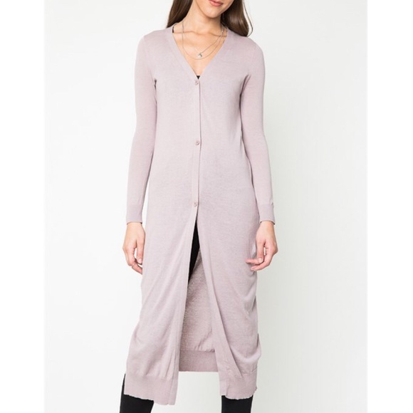 "Piano" Taupe Button Up Maxi Cardigan - Picture 2 of 4