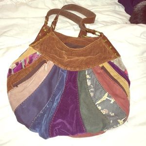 lucky brand distressed patterned slouchy bag
