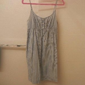 White & blue stripe spaghetti strap babydoll dress
