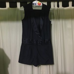 Deep V Navy Romper