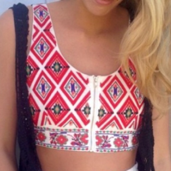 LF Red Tribal Crop Top