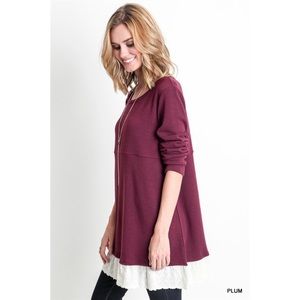 Umgee plum tunic with lace