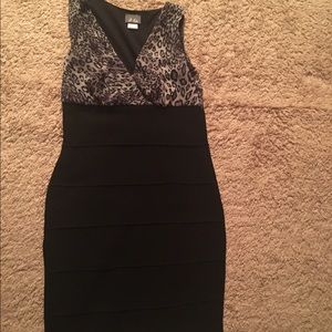 Leopard print/ Black pencil dress.