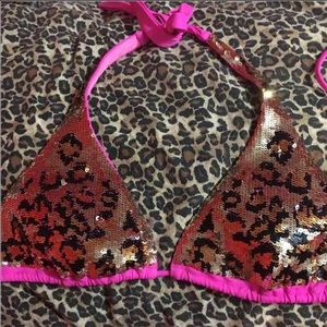VS Sequin Leopard print Bikini top