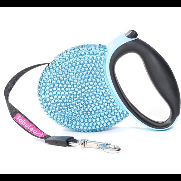 Crystallized retractable dog leash. Blue or pink - Picture 2 of 2