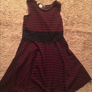 Burgundy/ Navy Blue Striped Dress.