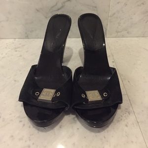 Chanel Black Suede Mules s38