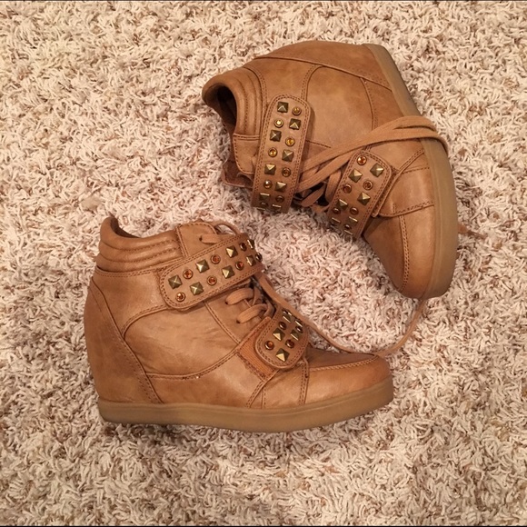 Brown sneaker wedges