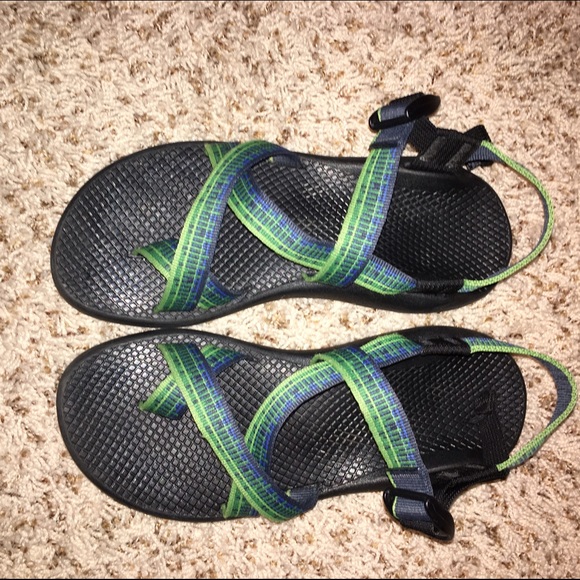 Blue and green strap Chacos