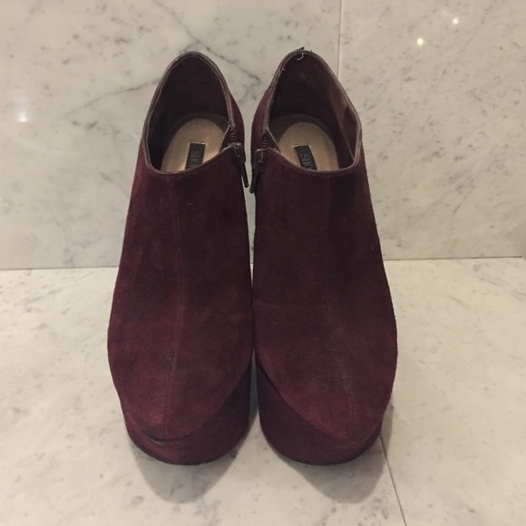 ShoeMint Suede Maroon Platform Booties s6.5