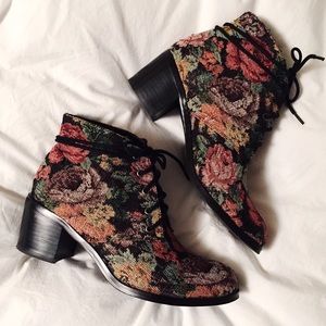 Diba Lace Up Tapestry Booties