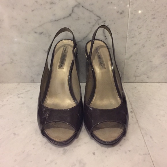 Via Spiga Brown Patent Wedge 6.5