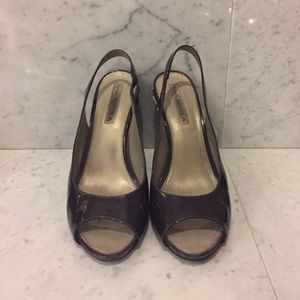Via Spiga Brown Patent Wedge 6.5