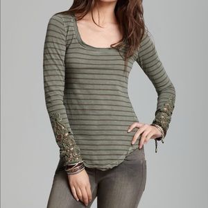Free people olive green striped tee