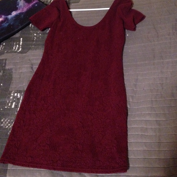 F21 Burgundy Bodycon floral print dress