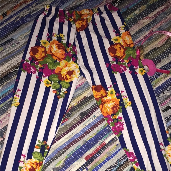 Unicorn lularoe leggings. Floral stripe