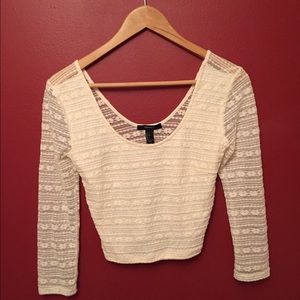 Lace cream crop top