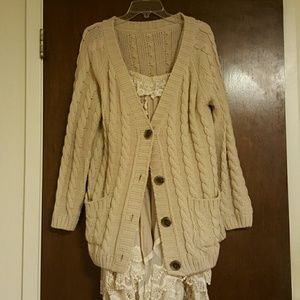 Over-sized cable-knit cardigan