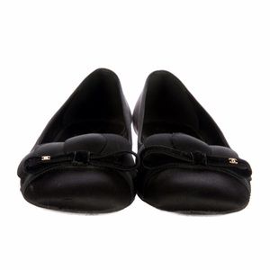 Chanel Black Satin Flats