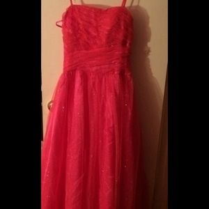 pink glitter prom dress