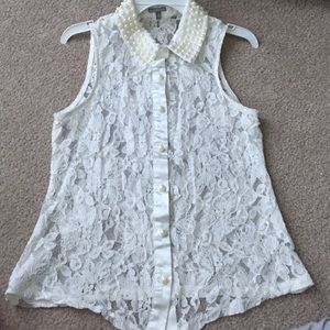 Floral Print and Pearl Buttoned/Collared blouse