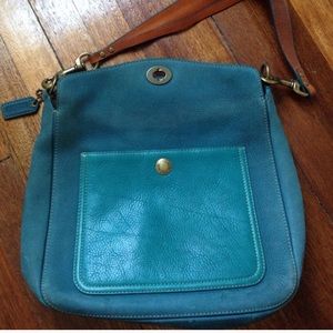 Blue leather vintage coach bag