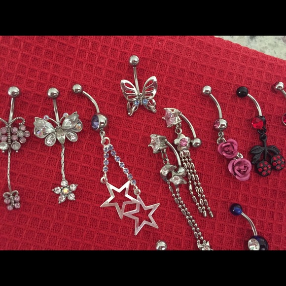 Belly button jewelry.