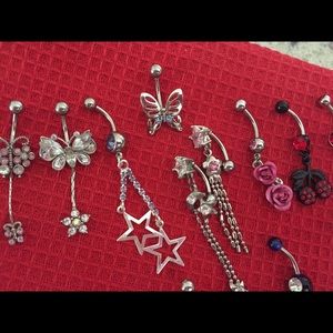 Belly button jewelry.