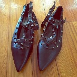 Studded black flats 37 womens US size 6.5-7