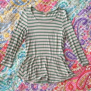 Anthropologie Bordeaux Striped Peplum Top