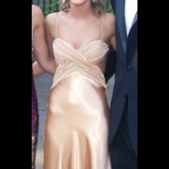 Golden-Neutral Formal Dress with Cut-Outs