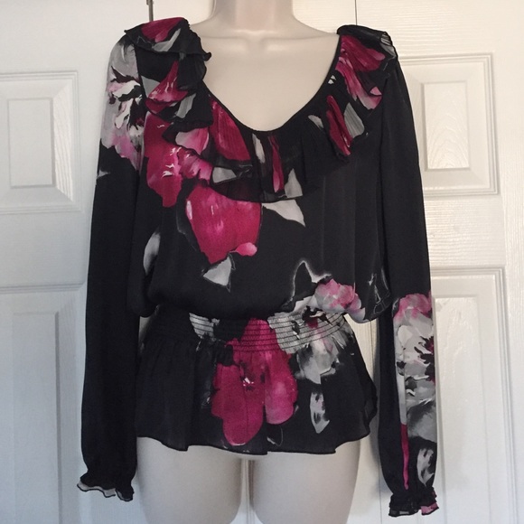 White House Black Market Tops - WHBM Floral Silk Blouse size S