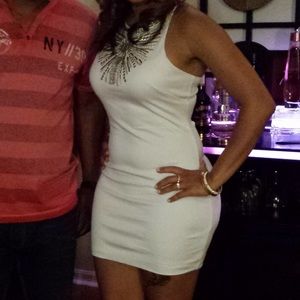 Bebe White with gold racerback dress