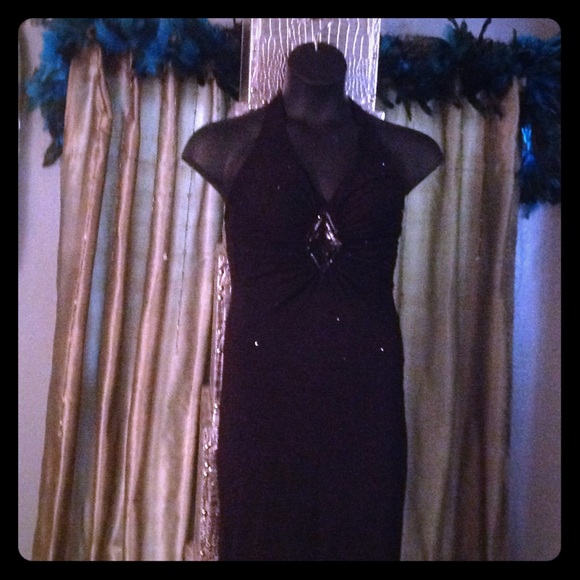 Black long Dress With Sequin Applique New - Picture 1 of 1