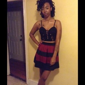 Striped print mini skirt