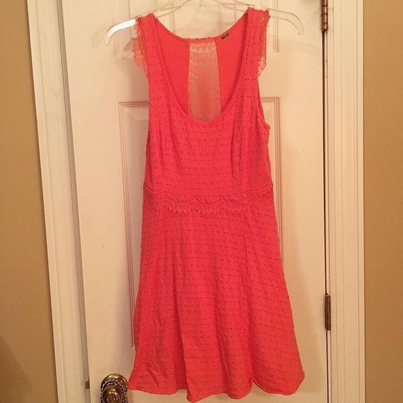 FP Coral Eyelet Mini Dress