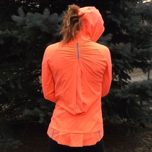 Lululemon &Go running/rain jacket in bright coral