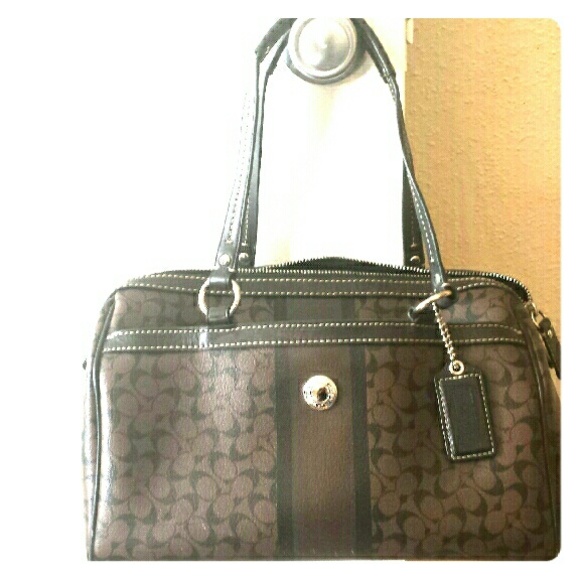Coach brown signature medium coated canvas bag