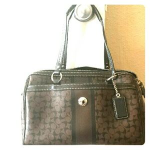 Coach brown signature medium coated canvas bag