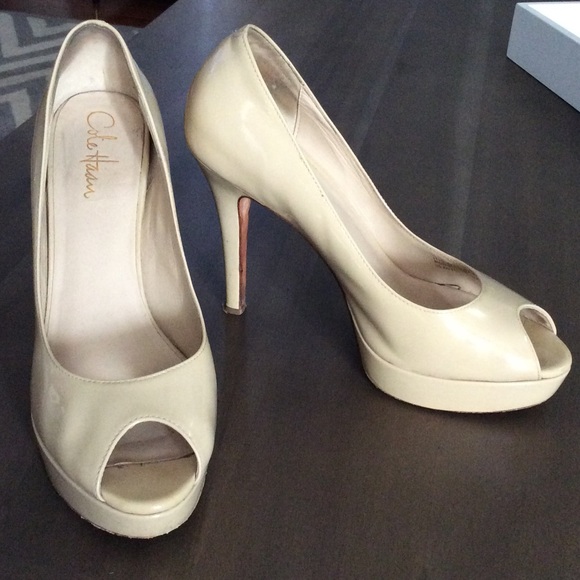 Cole Haan nude Patent Platforms, Size 8
