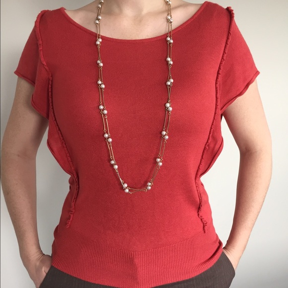 Donating tomorrow! Coral short-sleeve sweater