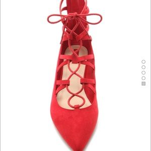 ‼️‼️SALE‼️‼️ Red Lace Up Flats