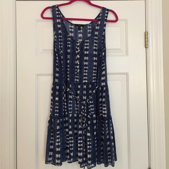 J Crew Button Up Dress Medium Blue Multi