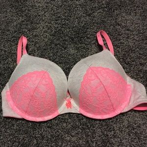 Gray and pink Victoria's Secret push-up bra