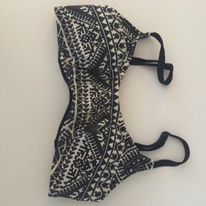 Aztec pattern caged back bralette swim top