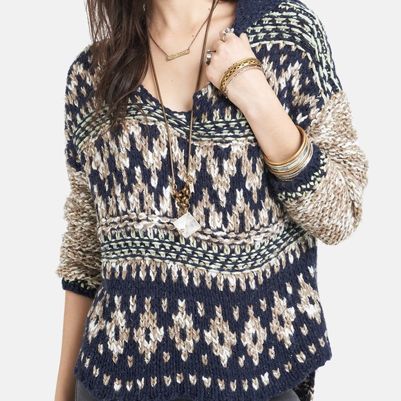 FREE PEOPLE SWEATER BLUE COMBO NWT - Picture 4 of 5